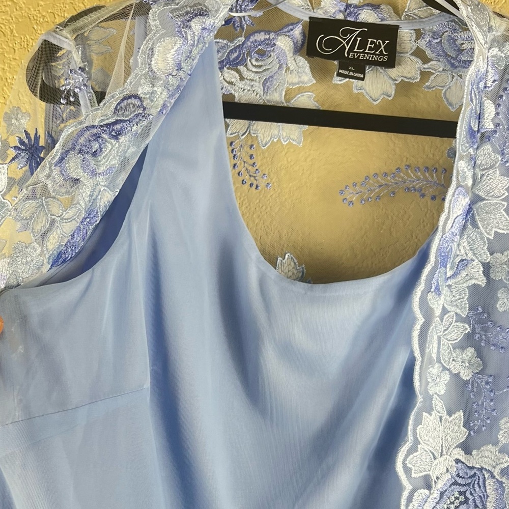 Alex Evenings blue embroidered lace twinset jacket and camisole size XL - Picture 5 of 7